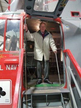 Cyril Oliver in a Sea King at the Fleet Air Arm Museum